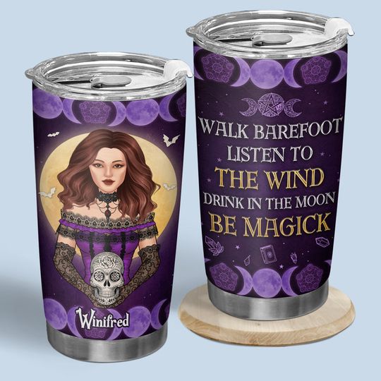 Walk Barefoot Listen To The Wind Halloween Custom Witch Personalized Tumbler