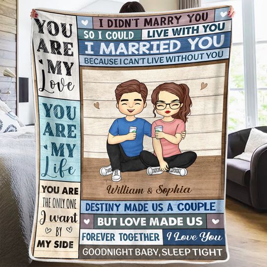 Destiny Made Us A Custom Couple Husband Wife Gift Personalized Blanket