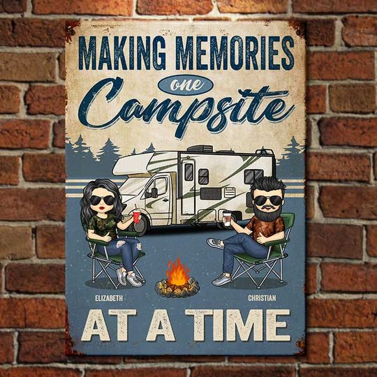 Making Memories One Campsite Custom Gift For Camping Lovers Personalized Metal Sign