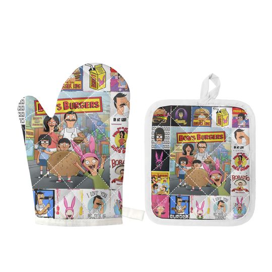 Bob's Burgers Combo 2 Oven Mitts and 1 Pot Holder Set
