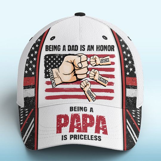 Being A Dad Is An Honor Family Custom All Over Print Baseball Cap 3D, Father's Day Gift