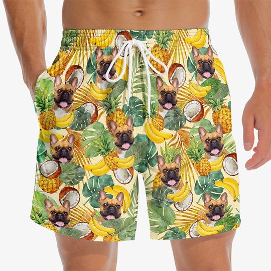 Custom Photo A Little Vitamin Sea - Dog & Cat Personalized Custom Tropical Hawaiian Aloha Men Beach Shorts