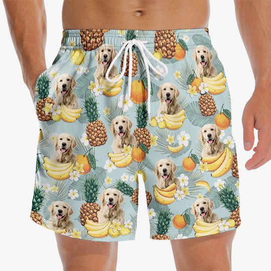 Custom Photo Sunrise Sunburn Sunset - Dog & Cat Personalized Custom Tropical Hawaiian Aloha Men Beach Shorts