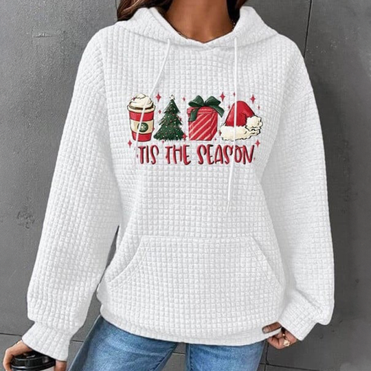 Tis The Season - Family Waffle Hooded Sweatshirt - Christmas Gift For Yourself, Family Members