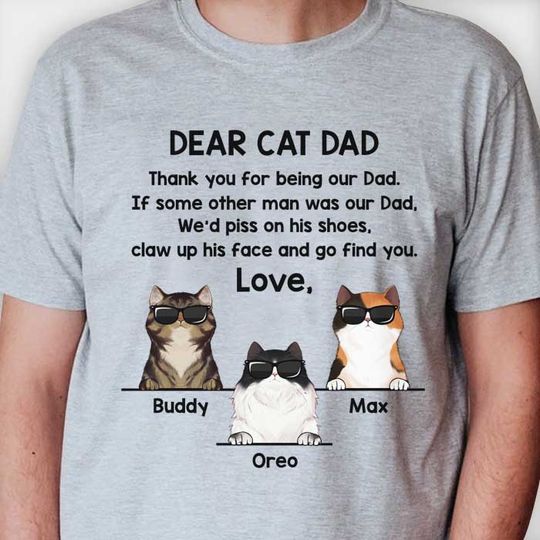 Dear Cat Dad Thank You For Being Our Dad Cool Cats - Gift For Dad Personalized Unisex T-Shirt