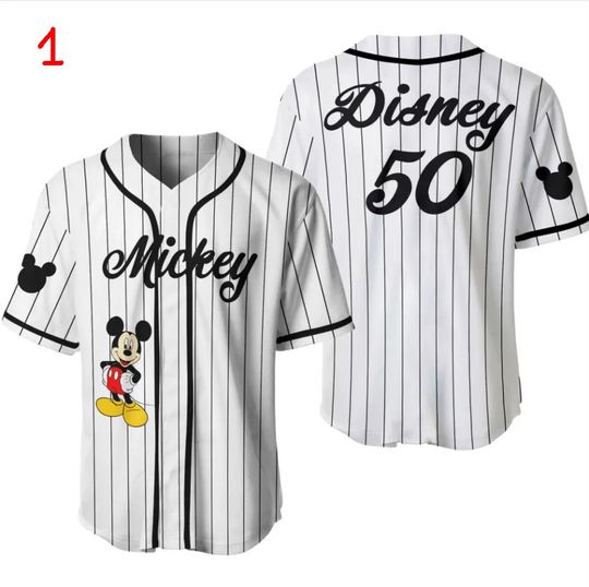Custom Name Mickey Baseball Jersey Pattern Baseball Jersey, Disney Minnie Mickey Mouse Jersey
