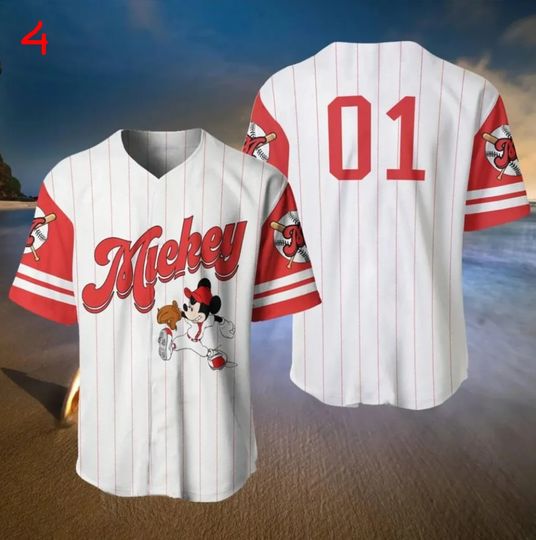 Custom Name Mickey Baseball Jersey Pattern Baseball Jersey, Disney Minnie Mickey Mouse Jersey