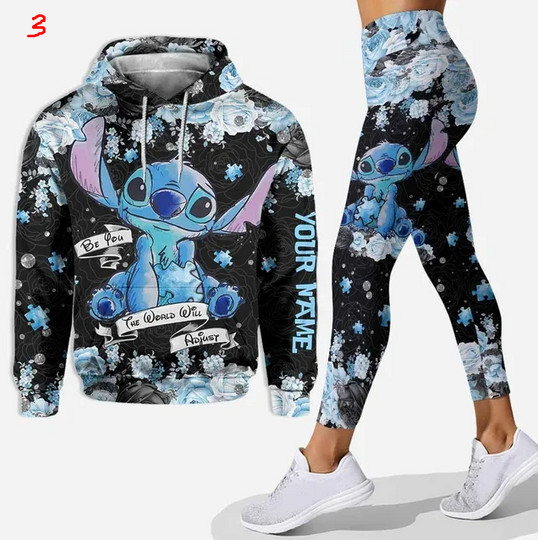 Disney Stitch 3D Hoodie Leggings Set