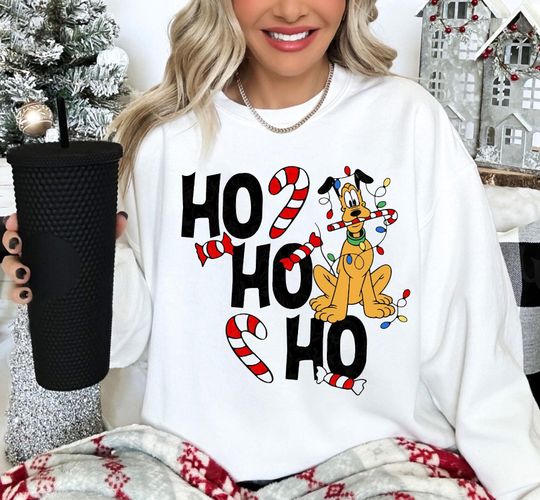 Ho Ho Ho Pluto Christmas Sweatshirts, Disney Pluto Christmas Sweatshirts