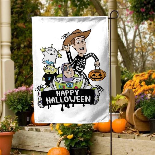Toy Story Skeleton Halloween Garden Flag, Spooky Season Disney Halloween Garden Flag