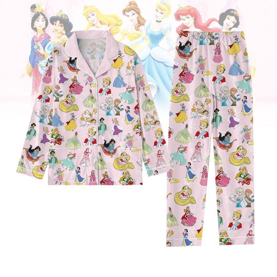 Disney Princess Pajama Set, Princess Pajamas Christmas, Princess Womens Pajamas