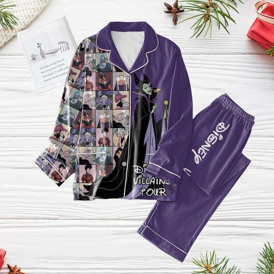 Disney Villains Halloween Pajamas, Maleficent Pajamas For Party, Bad Witches Women Pajamas
