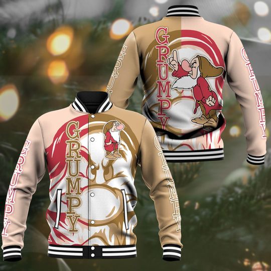 Grumpy Halloween Baseball Jacket, Grumpy Disney Racing Jacket, Grumpy Dwarf Baseball Jacket
