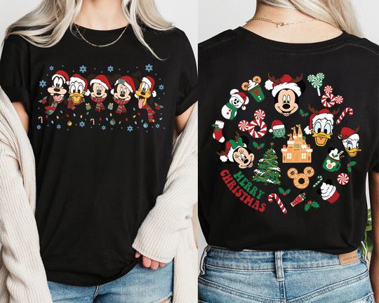 Disney World Merry Christmas Double Sided Shirt, Disney Family Matching Christmas Shirt