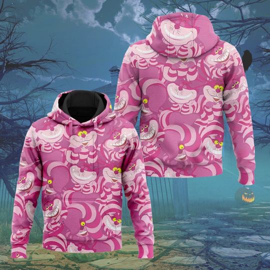 Halloween Cheshire Cat Cosplay 3D Hoodie, Alice In The Wonderland 3D Hoodie, Horror Cat Tee, Disney Trip Family Shirt, Magic Kingdom Gift