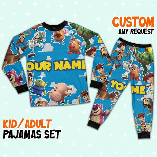 Personalized Toy Story Beach Towel Pajamas Set, Disney Toy Story Pajamas, Disney Character