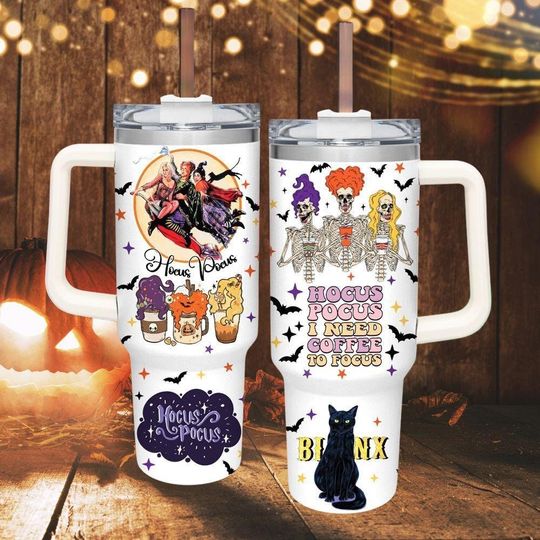 Halloween Hocus Pocus 40oz Tumbler, Halloween Insulated Tumbler, Vintage Sanderson Sisters, Disney Witch Cup, Witch Vibe Merch