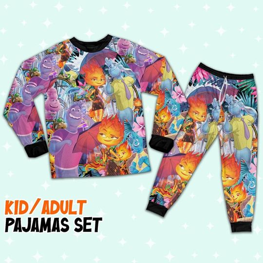 Disney Pixar Elemental Tropical Summer Pajamas Set, Disney Birthday Gift, Magic Kingdom