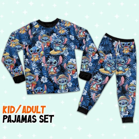 Disney Stitch Funny Summer Vacation Pajamas Set, Magic Kingdom Merch, Cute Stitch Pajamas