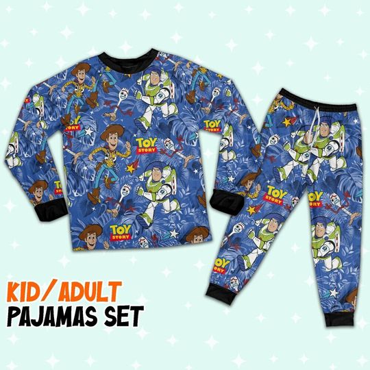 Disney Toy Story Summer Tropical Blue Pajamas Set, Disney Toy Story Pajamas