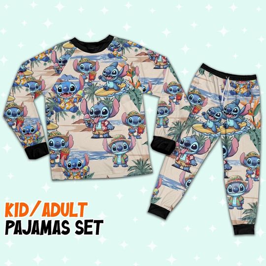 Disney Stitch Summer Vacation Pajamas Set, Lilo And Stitch Shirt, Stitch Women Pajamas