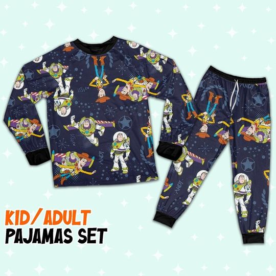 Disney Toy Story Woody And Buzz Lightyear Dark Blue Pajamas Set, Disney Toy Story Pajamas