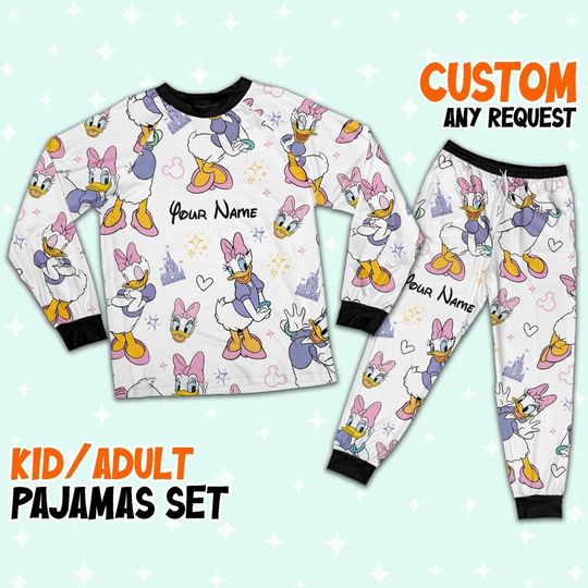 Custom Disney Friends Daisy Colorful Pajamas Set, Mickey and Friends Pajamas