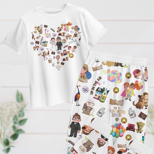 Halloween Disney Up Pajamas Set, Carl And Ellie Holiday Pajamas, Disney Pixar Tshirt, Magic Kingdom Matching Pajamas Set, Gift For Her