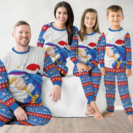 Eeyore Christmas Pajamas, Eeyore Santa Pajamas Family, Disney Movie Cartoon Matching Pajamas