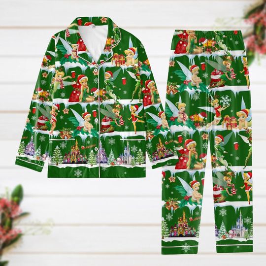 Christmas Pajamas, Tinker Bell Princess Pajamas, Disney Princess Pjs Christmas