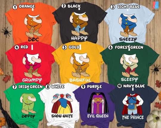 Snow White and Seven Dwarfs Halloween Costume Shirt, Disneyland Halloween Shirt