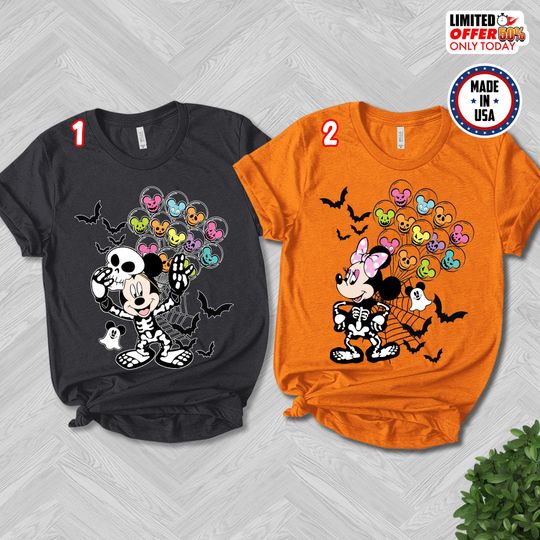 Disney Skeleton Balloon Shirt, Disney Halloween Couple Matching Shirt, Disney Balloon Shirt