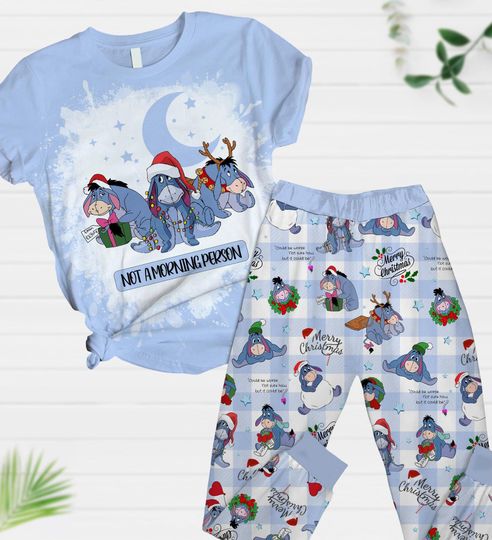 Eeyore Christmas Pajamas, Disney Donkey Santa Xmas Shirt, Winnie The Pooh Christmas Party Gift