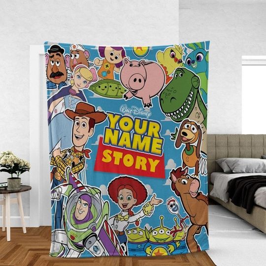 Custom Disney Toy Story Blanket, Woody Buzz Lightyear Bo Peep Jessie Slinky Dog Throw Blankets, Movie Fleece Blanket, Housewarming Gift