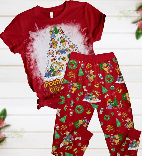 Winnie The Pooh Christmas Pajamas, Disney Pooh Xmas Pajamas,  Pooh Tigger