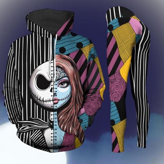 Halloween Jack And Sally Hoodie Legging, Disney Skeleton Couple Shirt
