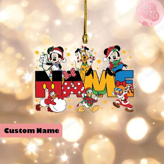 Personalized Disney Mickey and Friends Christmas Ornament, Custom Name Family Christmas Tree Hanging Ornament,Kids Name Christmas Gifts 2024
