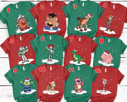Personalized Disney Toy Story Christmas Shirt, Woody Buzz Lightyear Jessie Alien lights shirt