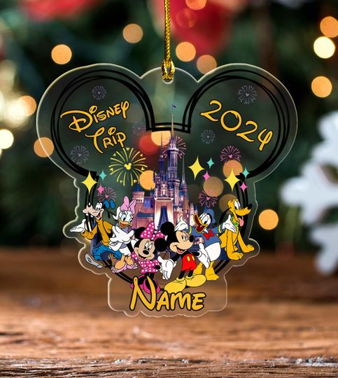 Personalized Disney Trip 2024 Ornament, Mickey and Friends Ornament, Disney 2024 Ornament