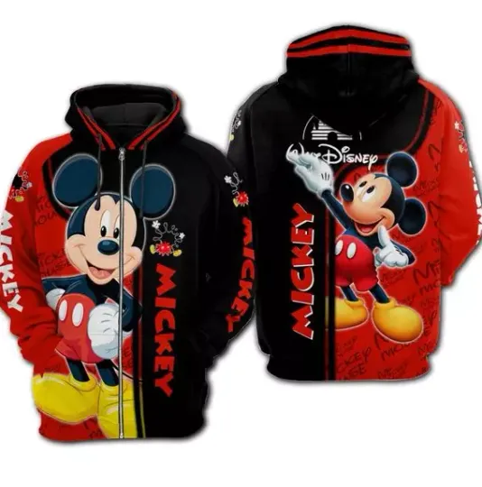 Mickey Mouse 3D Zip Hoodie, Disney Unisex Hoodie