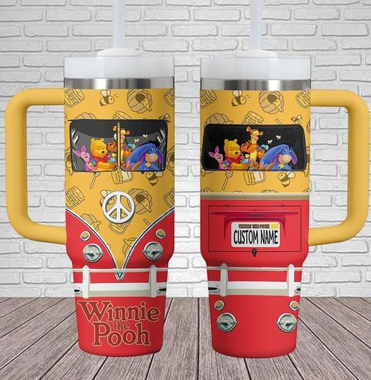 Winnie The Pooh 40oz Tumbler, Pooh And Friends Tumbler, Pooh Bear Coffee Tumbler, Disney Pooh Christmas Tumbler