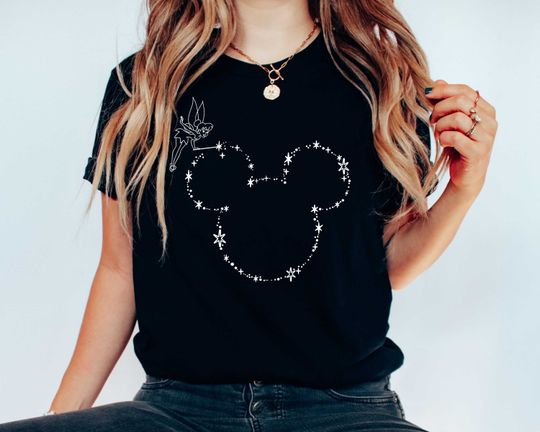 Disney Family Shirt, Disney Shirt for Women, Disney Ear Shirt, Disney Mickey Silhouette Shirt, T-shirt for Kids, Disney Glitter Minnie Shirt