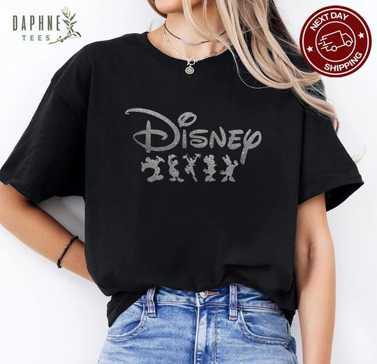 Comfort Colors Glitter Disney Shirt, Disney Characters Shirt, Disney Logo Shirt, Disney Shirt, Disneyland Shirt, Disney Trip Shirt