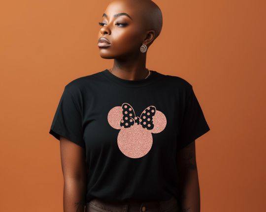 Disney Shirts, Minnie Ear Shirt, Glitter Rose Gold Minnie Shirt, Cute Ear Shirt, Disney Shirt for Women, Disney Ear Shirt