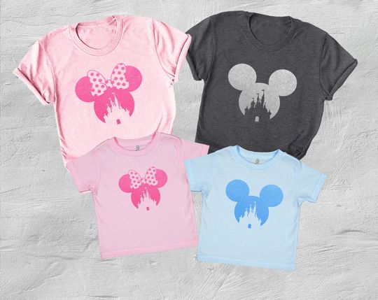 Disney Glitter Minnie Shirt, Disney Family Shirt, Disney Shirt for Women, Disney Ear Shirt, Disney Mickey Silhouette Shirt, T-shirt for Kids