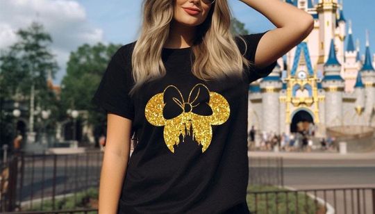Disney Family Group Shirt,Disney Shirt for Women,Disney Ear Shirt,Disney Mickey Silhouette Shirt,Tshirt for Kids.Disney Glitter Minnie Shirt