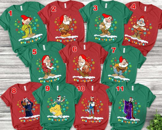 Snow White & seven Dwarfs Christmas shirt, Christmas lights shirt, WDW Disneyland Christmas 2024