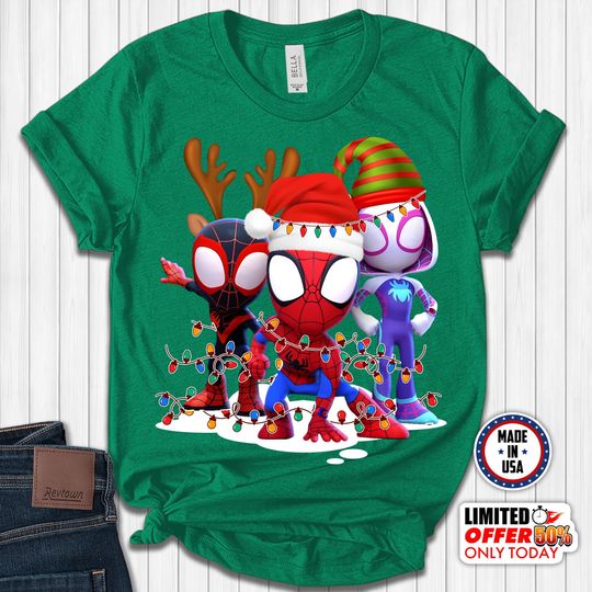 Marvel's Spidey and his Amazing Friends Christmas Lights Shirt, Disneyland Family Vacation Trip T-shirt