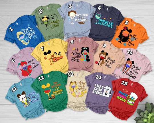 Disney Princess Drinking Shirts, Matching Shirt, Epcot Festival, Wine Princess Shirts