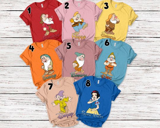 Seven Dwarfs Shirts, Seven Dwarfs, Disney Group Shirts, Snow White, Disney Family